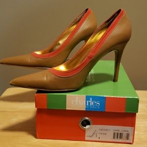 Charles David tan and orange heel
